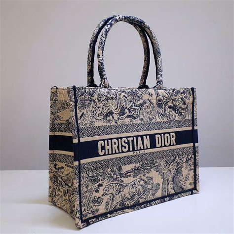 dior book tote toile de jouy blue|christian dior tote embroidery.